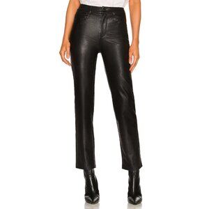 Paige Stella Straight Leg Faux Leather Jeans in Black Size 26